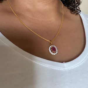 22K Indian Gold Ruby and Diamond pendant necklace